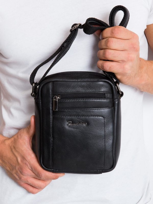 Leather Men's Messenger Bag Black