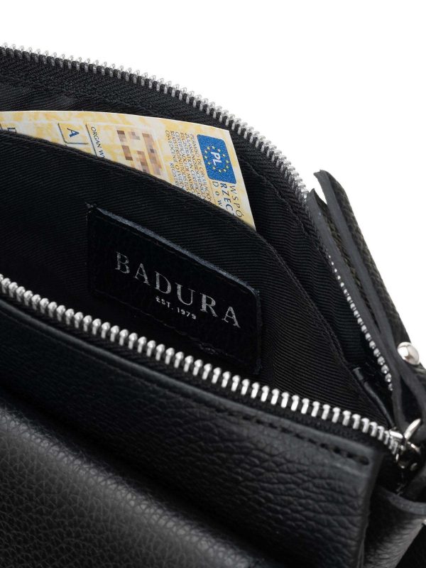 Black Leather Messenger Messenger BADURA