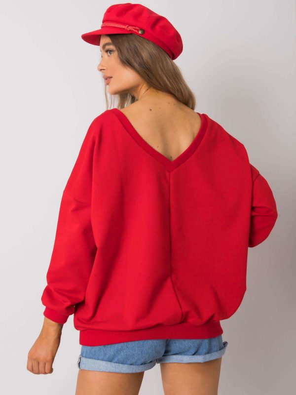 Lilyan's red hoodless sweatshirt