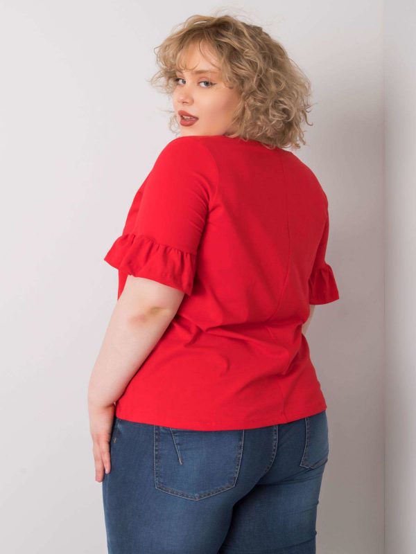 Yareli Cotton Red Plus Size Blouse