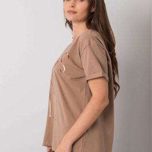 Dark beige t-shirt with print by Aosta