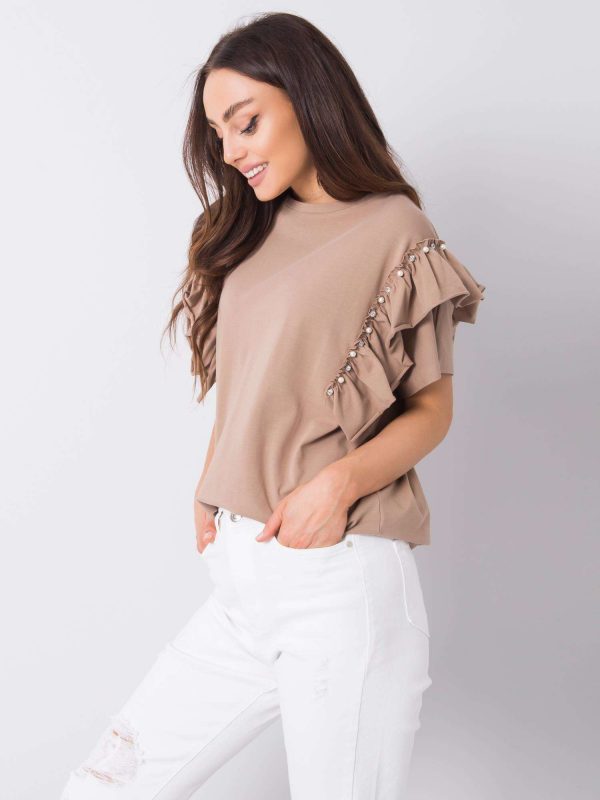 Dark beige blouse with Miabella applique