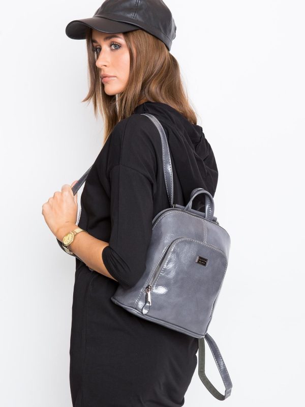 Grey Eco Leather Women Backpack