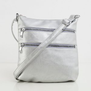 Silver handbag with zippers