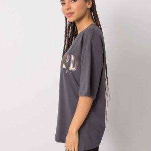 Graphite t-shirt with print Lisa RUE PARIS