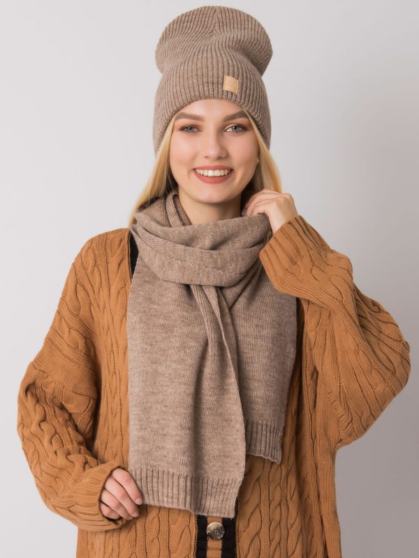 Dark beige knitted set for winter RUE PARIS