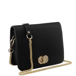 Black mini leather handbag BADURA