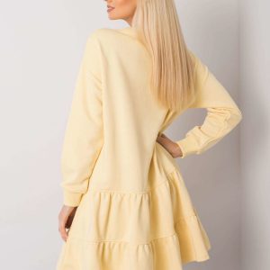 Cassie Bright Yellow Ruffle Sweatshirt Dress