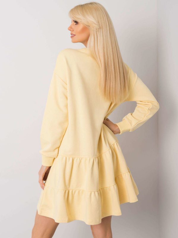 Cassie Bright Yellow Ruffle Sweatshirt Dress