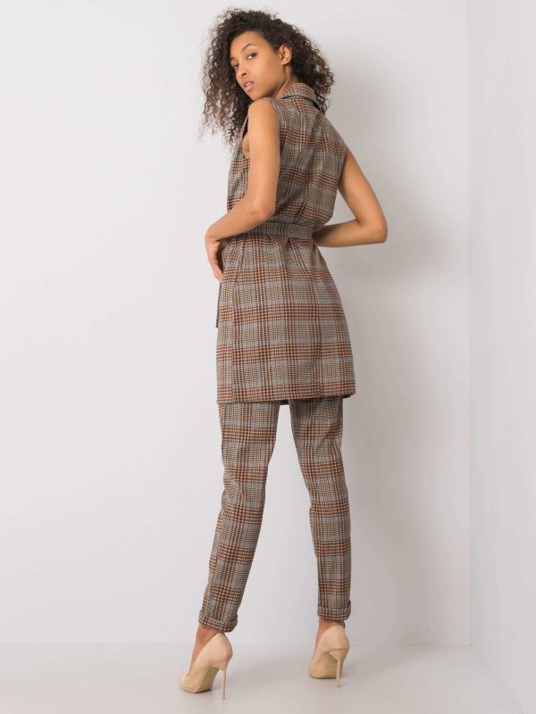 Eudora Brown Checkered Vest