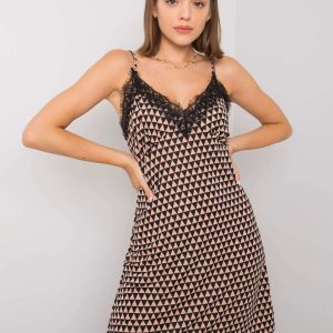 Beige and black patterned dress Emeline RUE PARIS