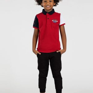 TOMMY LIFE Red Cotton Polo Shirt for Boy