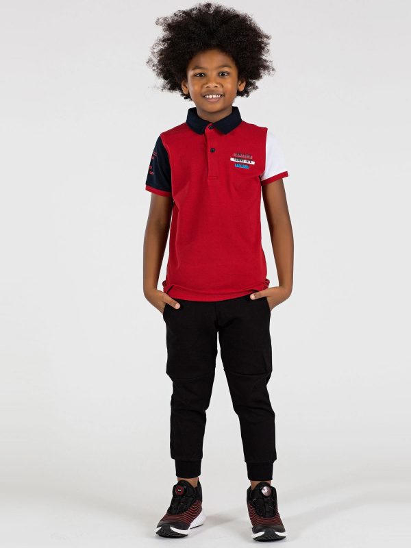 TOMMY LIFE Red Cotton Polo Shirt for Boy