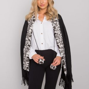 Black and white scarf with fur