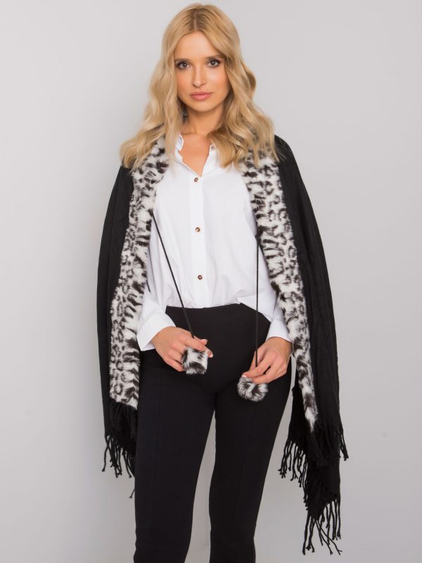 Black and white scarf with fur