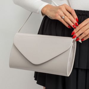 Light beige lacquered clutch bag