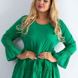 Dark green boho tunic with ruffle PLUS SIZE