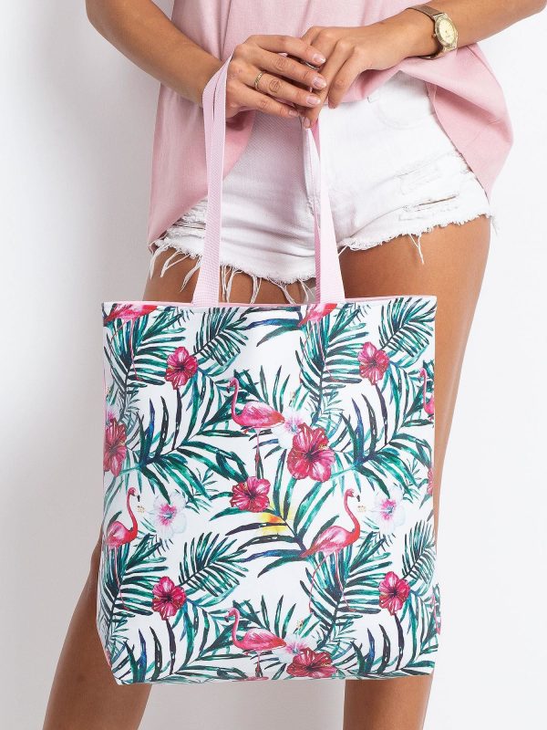 White & Pink Printed Bag