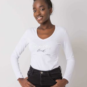 White cotton blouse with V-neck