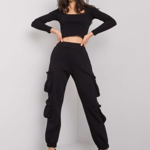 Black women's sweatpants with pockets Mila RUE PARIS