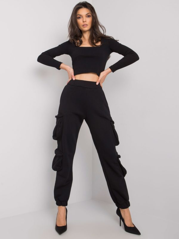 Black women's sweatpants with pockets Mila RUE PARIS