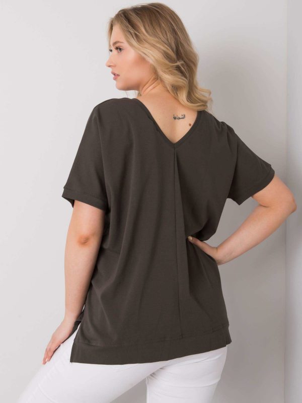 Dark khaki blouse plus size Dani