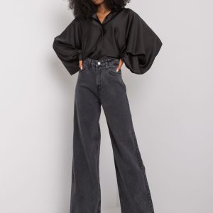 Dark Grey Wide Denim Trousers Dorotea