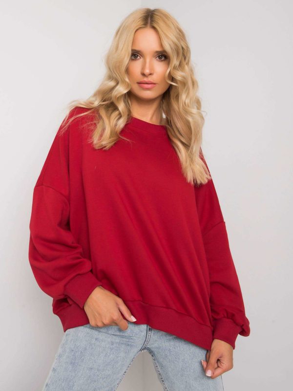 Burgundy cotton hoodless sweatshirt Fabrizia