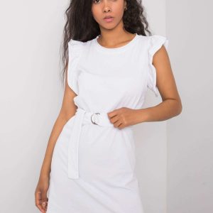 White dress with belt Aniyah