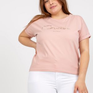 Dirty pink plus size women's t-shirt with lettering