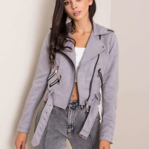 Grey jacket with eco-suede Vittoria