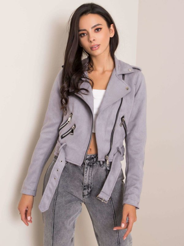 Grey jacket with eco-suede Vittoria