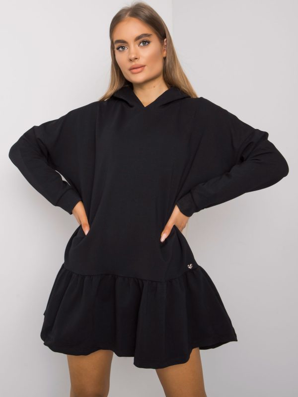 Aliye Black Hooded Sweatshirt Dress