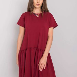 Burgundy dress with flounce Cammie