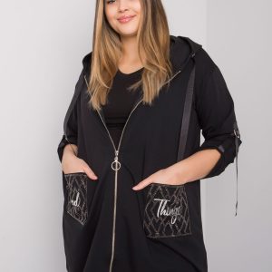 Zurich black plus size zipper sweatshirt