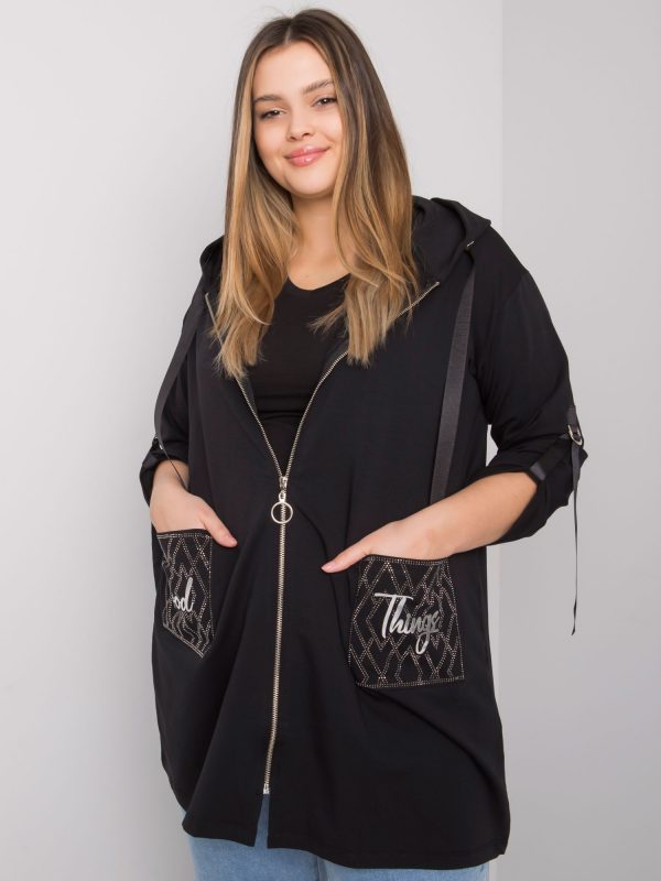 Zurich black plus size zipper sweatshirt