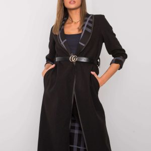 Black coat with strap Annis