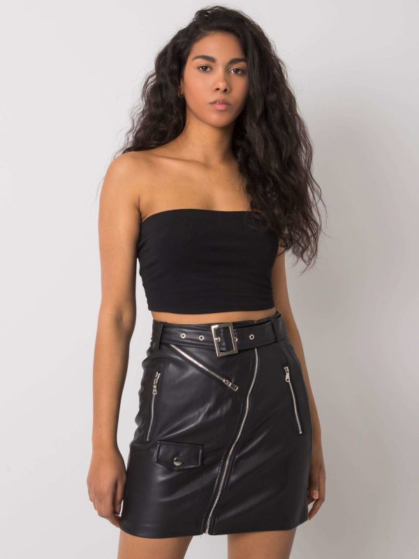 Finley Black Faux Leather Skirt