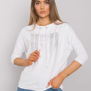 White blouse with applique from Makaia rhinestones