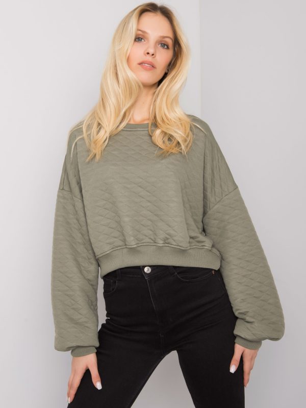 Khaki Crystal quilting sweatshirt