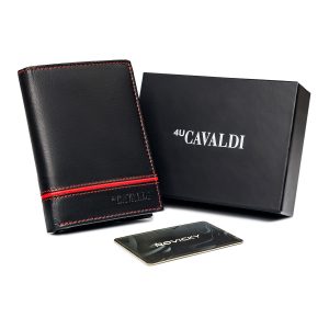 Black and Red Genuine Leather Men's Wallet