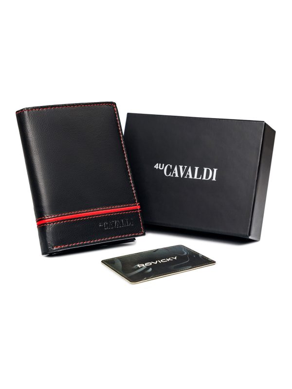 Black and Red Genuine Leather Men's Wallet