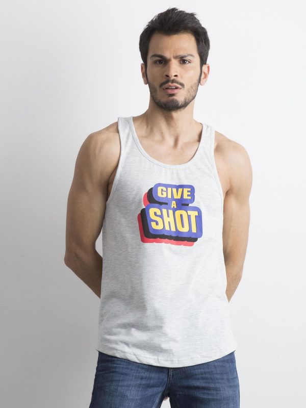 Grey Men's Sleeveless Printed T-Shirt