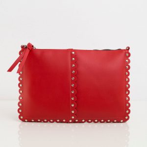 Women's Red Longitudinal Handbag