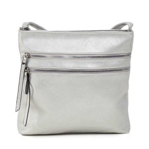 Silver handbag with pockets