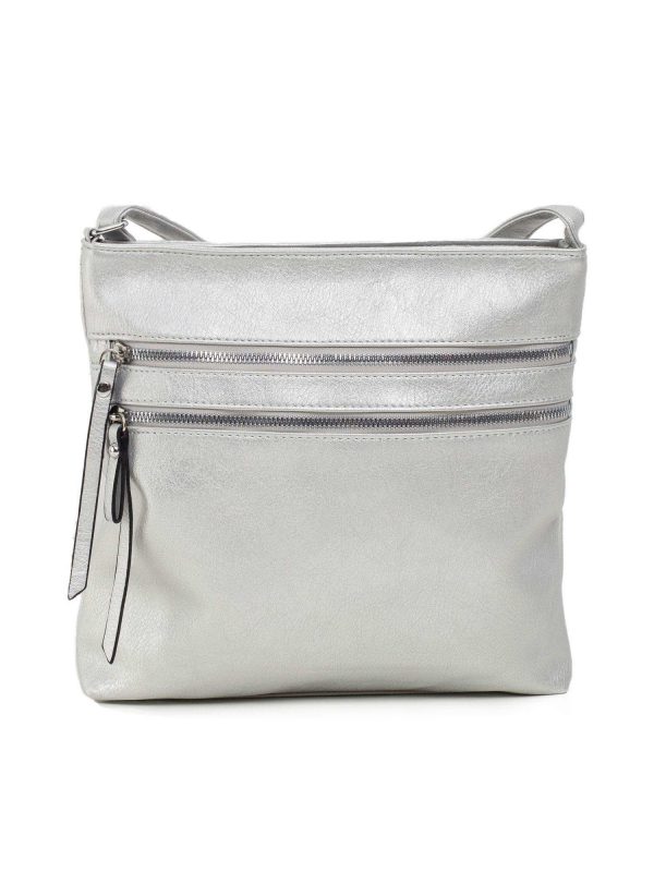 Silver handbag with pockets