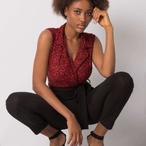 Black and red jumpsuit with strap Seila RUE PARIS