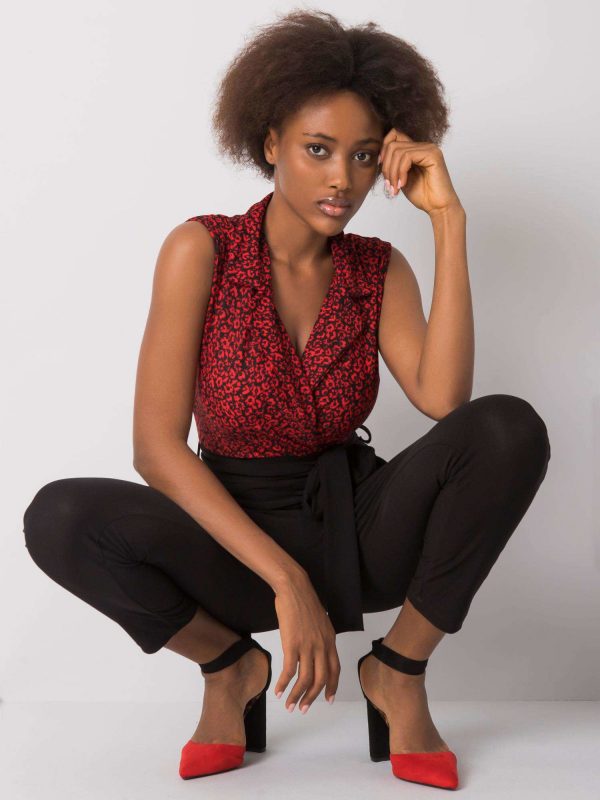 Black and red jumpsuit with strap Seila RUE PARIS