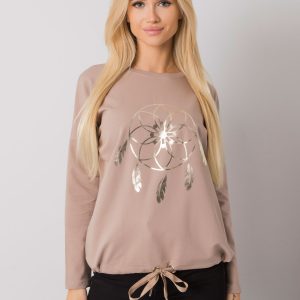 Dark beige blouse with print Jackson RUE PARIS