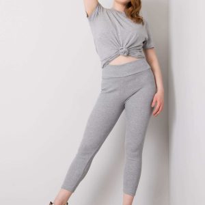 Caitleen RUE PARIS grey plus size stripe leggings